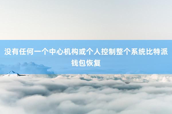 没有任何一个中心机构或个人控制整个系统比特派钱包恢复